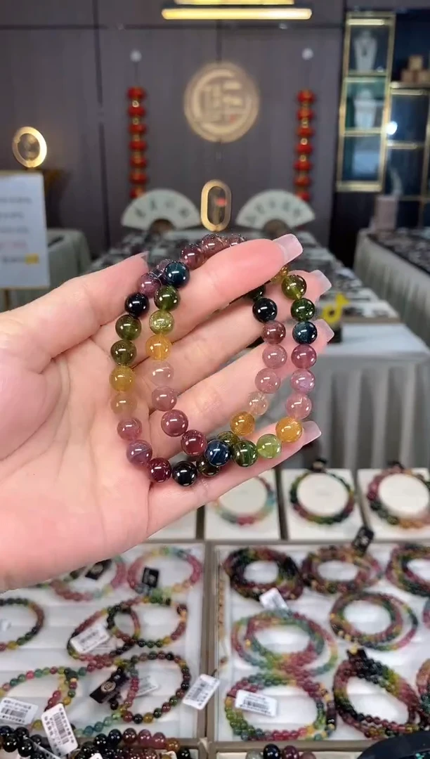 未镶嵌老矿碧玺彩虹单圈手串8mm+碧玺多样性发一条hon