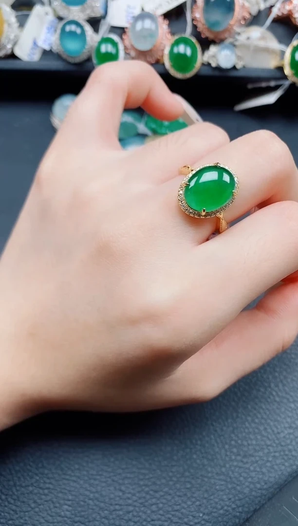 银S925镶嵌戒指翡翠翡翠