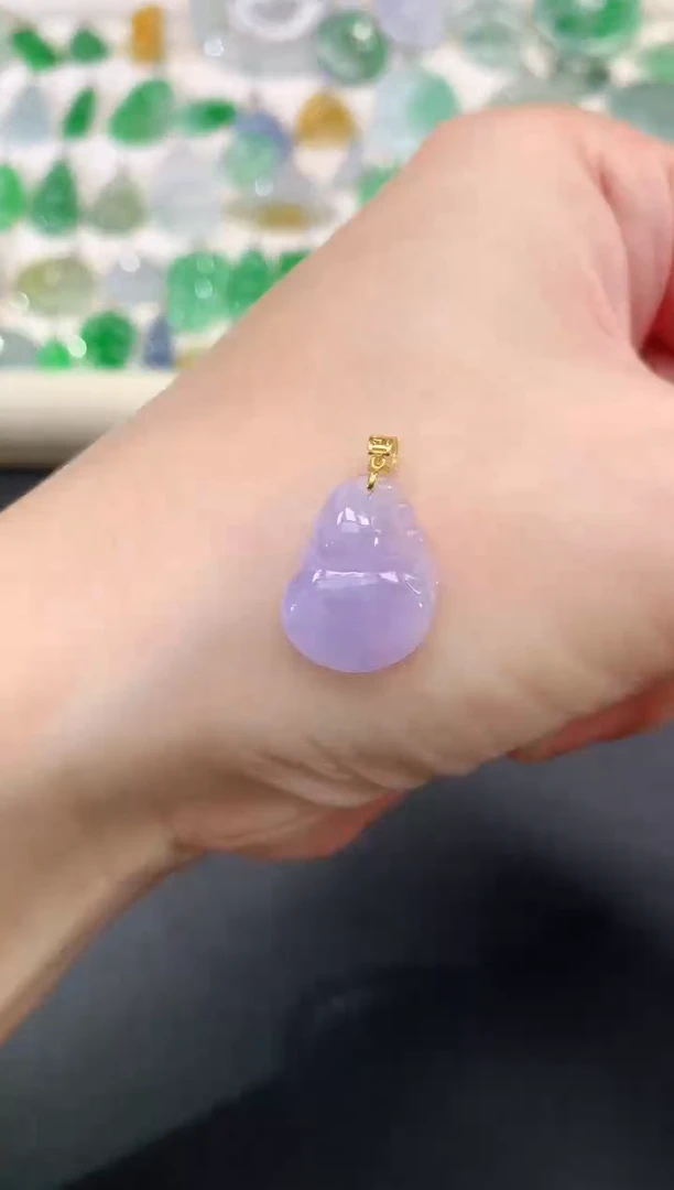吊坠(不含链)18K金镶嵌翡翠葫芦|398