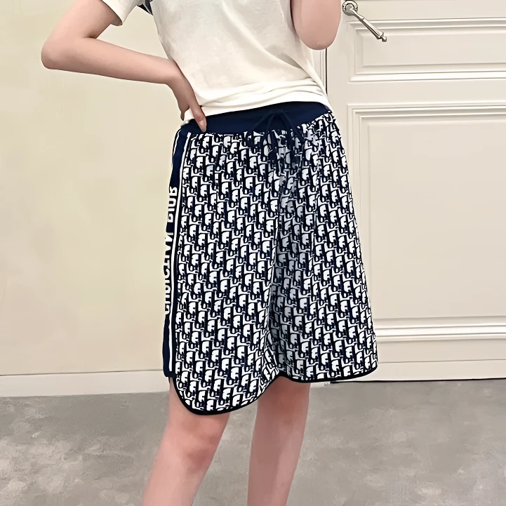 未使用 DIOR/迪奥 2506154/S码/老花logo满印松紧腰休闲短裤