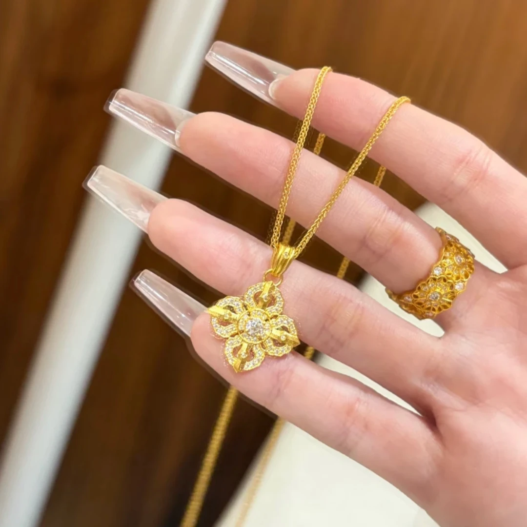 铜合金项链 韦雪同款古法十字架项链女轻奢百搭高级锁骨链