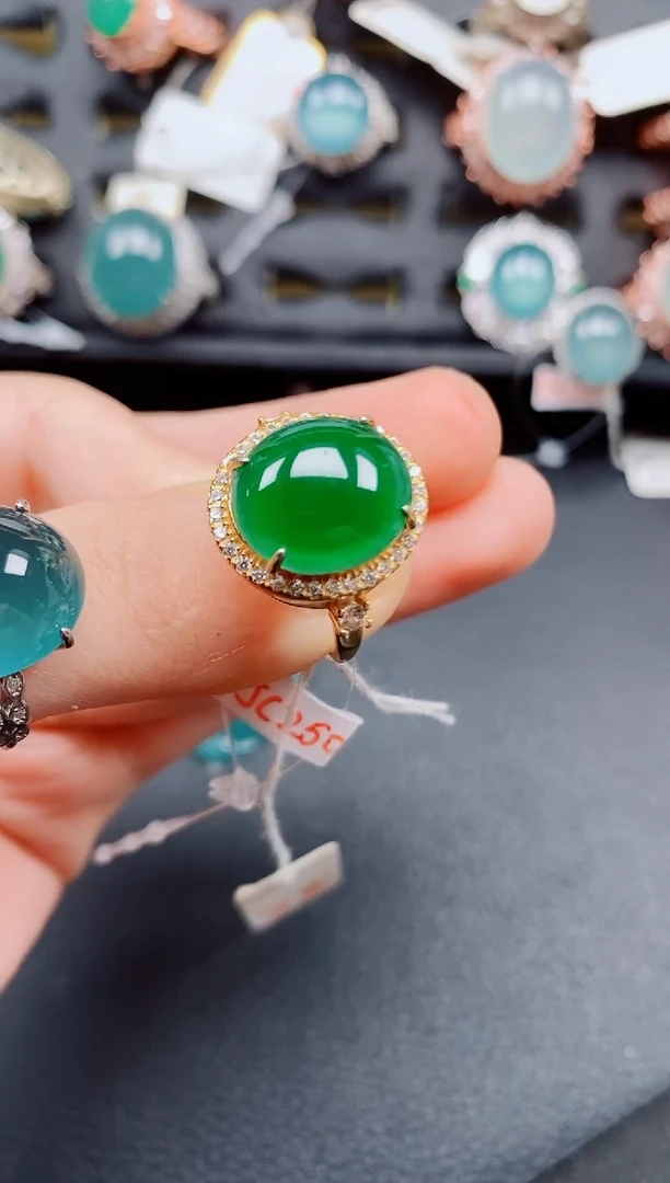 银S925镶嵌戒指翡翠翡翠