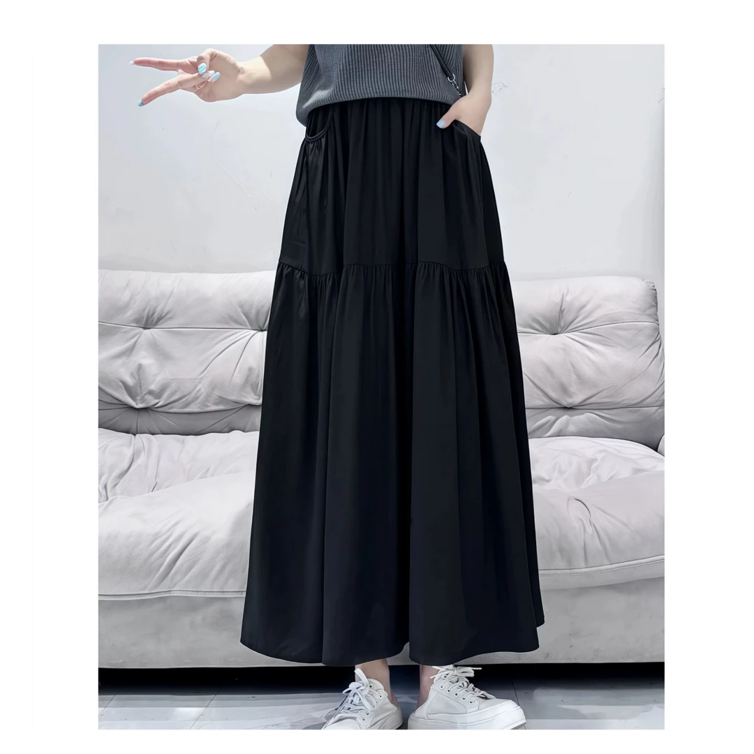 工厂特供品～黑色皮筋腰速干半裙，薄料，显瘦，均码