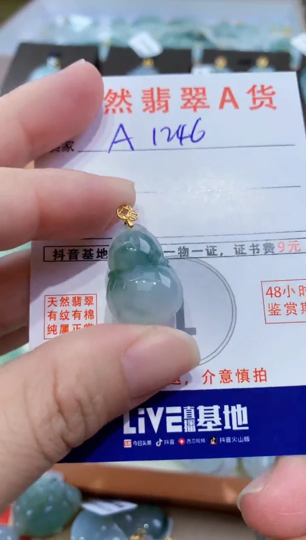颈饰18K金镶嵌翡翠天然翡翠A货挂件