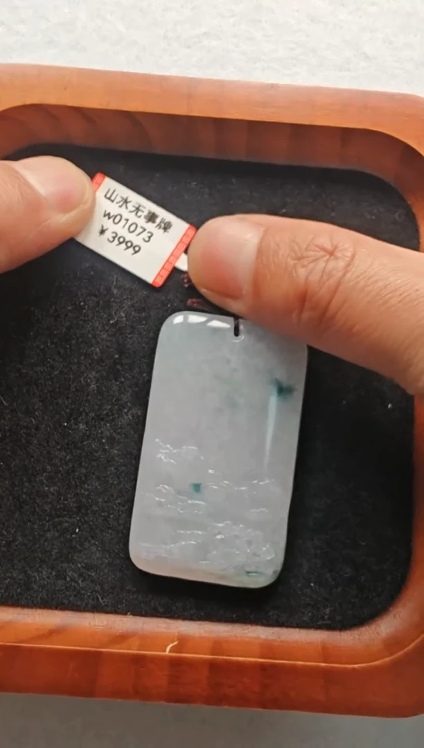 【闪购商品】翡翠颈饰未镶嵌w01073-山水无事牌