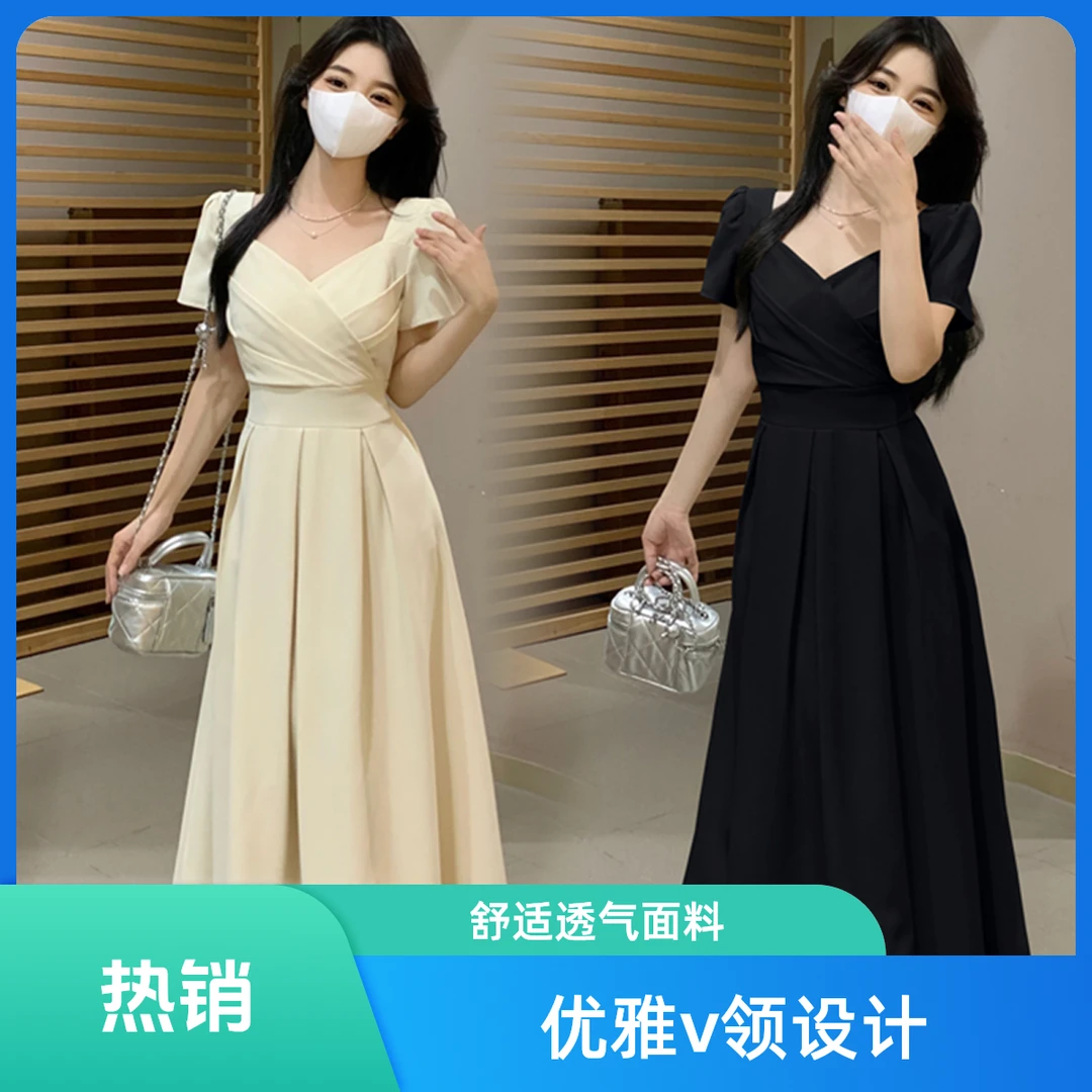 轻奢休闲宽松夏季法式连衣裙宅萌系青春大学生连衣裙显瘦收腰裙子