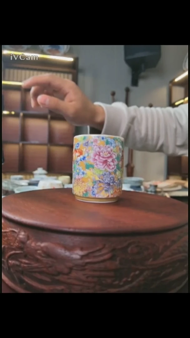 景德镇万花百花直筒杯