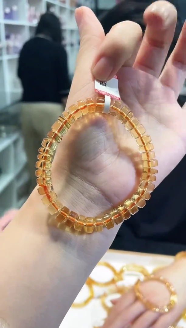未镶嵌手链水晶巴西暴力黄卡8mm+多样性发其一