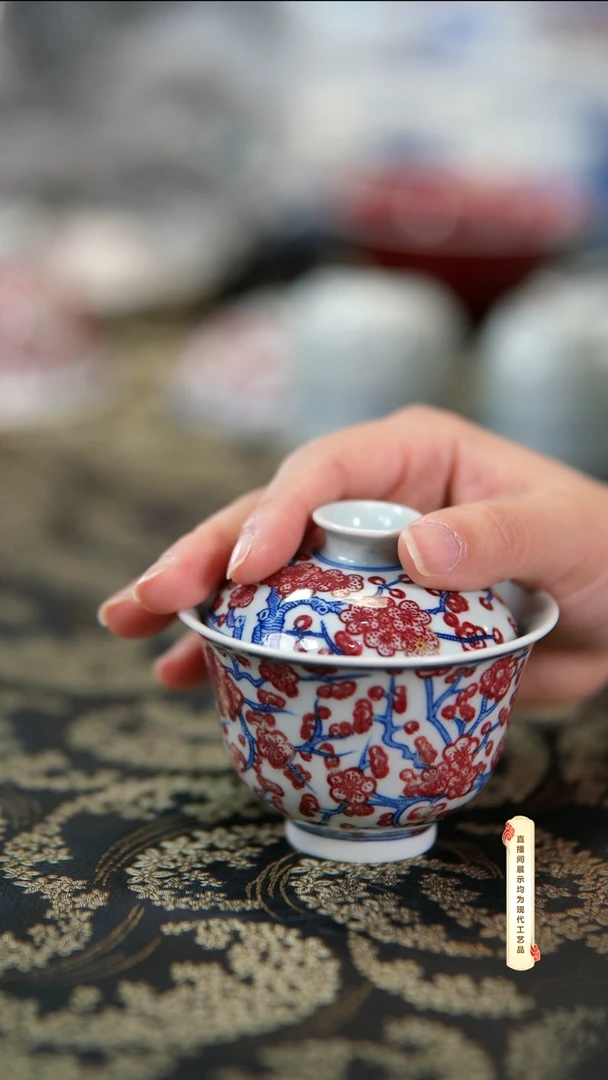 杯子陶瓷景德镇柴窑手绘柴窑茶具U131