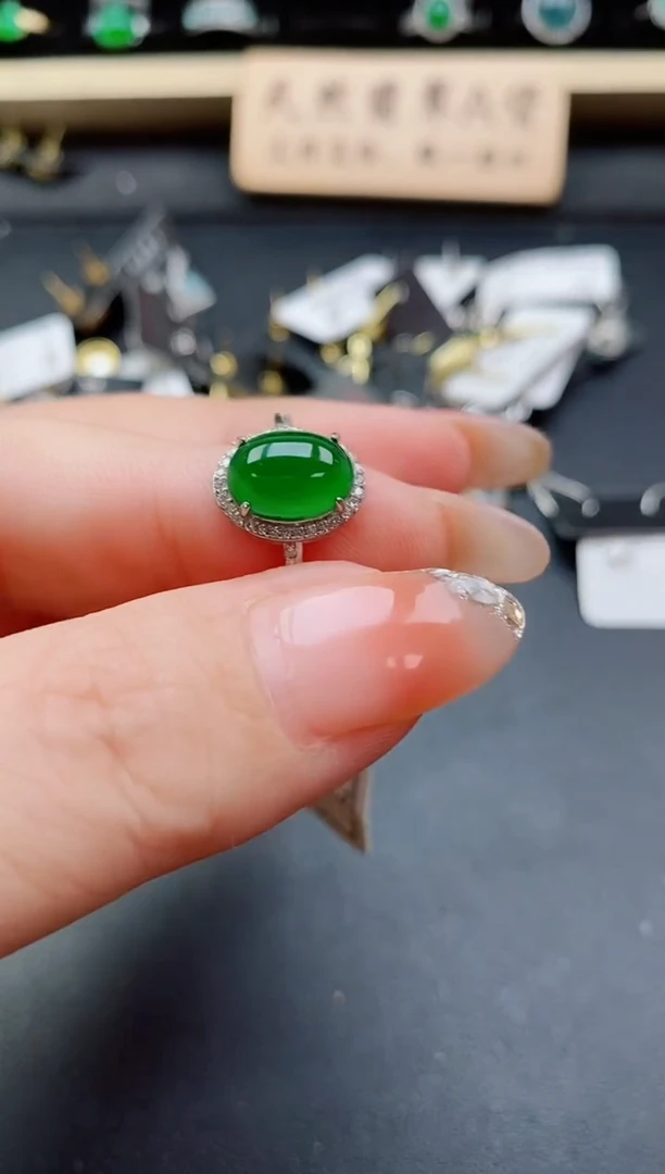 银S925镶嵌戒指翡翠1