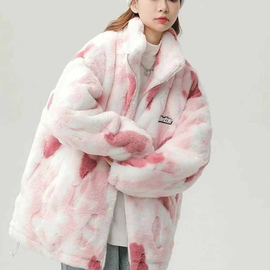 丽莎现货 源头韩版女装加绒加厚百搭雪兔学生仙女毛毛衣外套