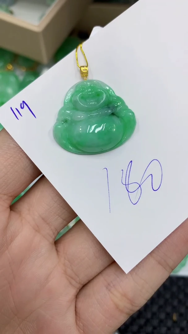 颈饰18K金镶嵌翡翠缅甸A货翡翠