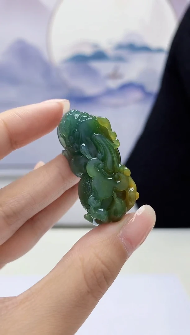 【闪购商品】定制翡翠未镶嵌4969-kk-毛货挂件52