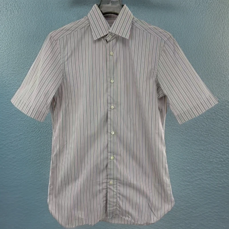 未使用 ZEGNA EZ杰尼亚主线条纹短袖衬衫/JIMI
