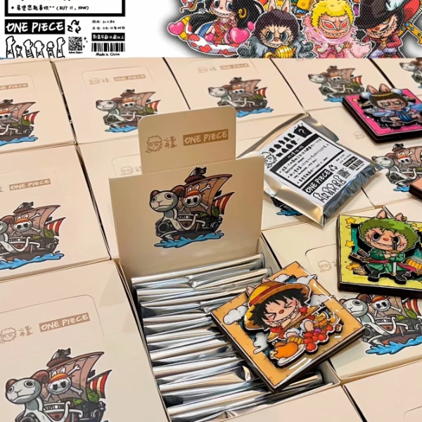 二笔井盖小小海贼王木制滴胶冰箱贴