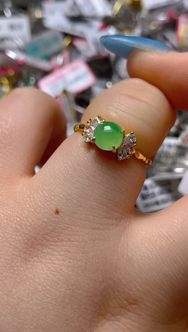 银S925镶嵌戒指翡翠百内无证书