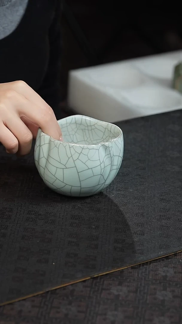 瓷林莉 古由 哥窑咖啡杯