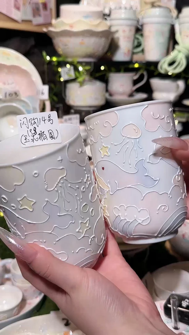 陶玉泥鲸鱼立体釉陶瓷杯
