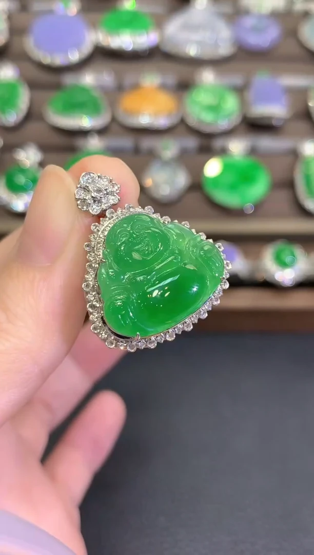 吊坠(不含链)18K金镶嵌翡翠秋日珠宝W43