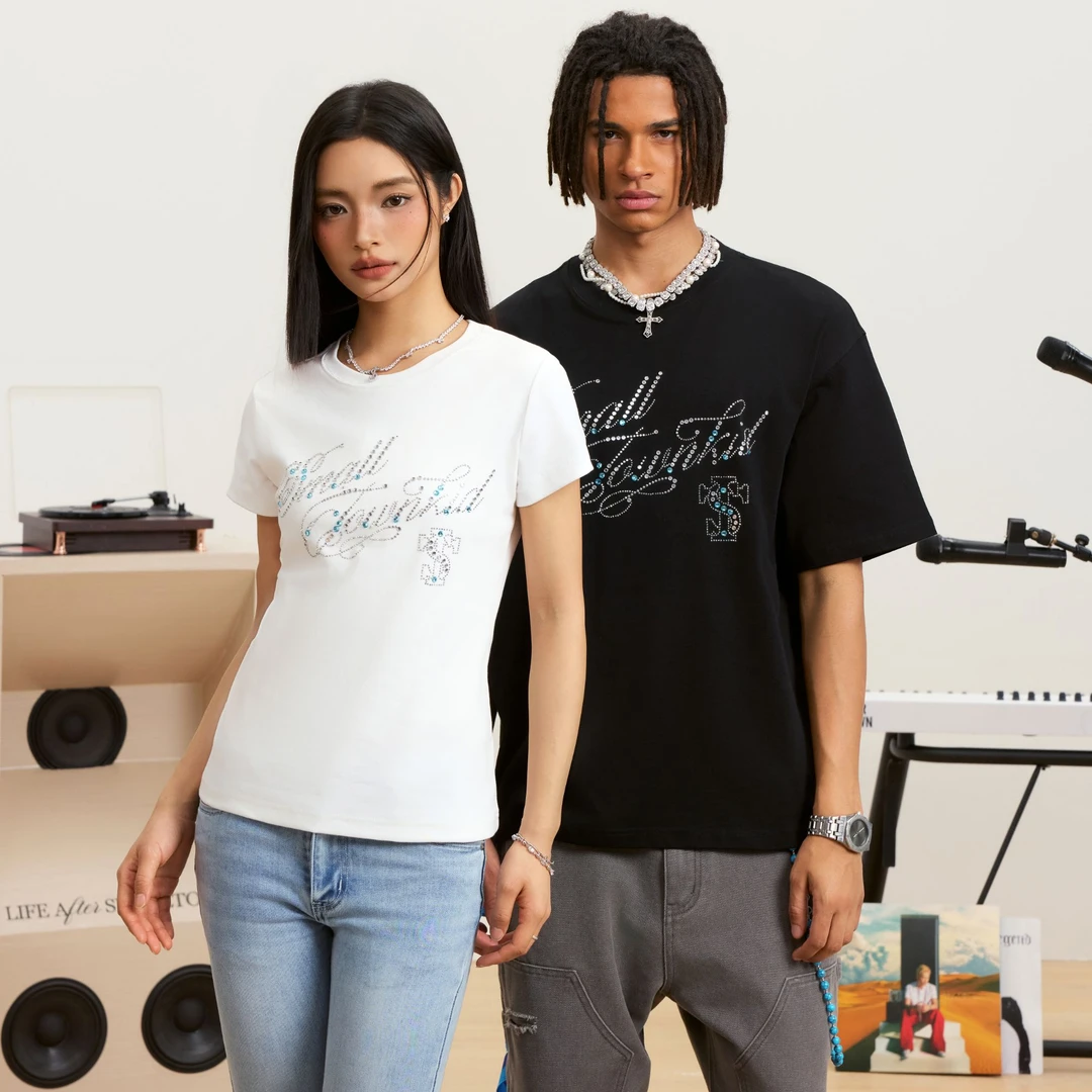 STK SmallTownKid 西兰卡普土家族纹样珠宝花体字母短袖T恤民族风