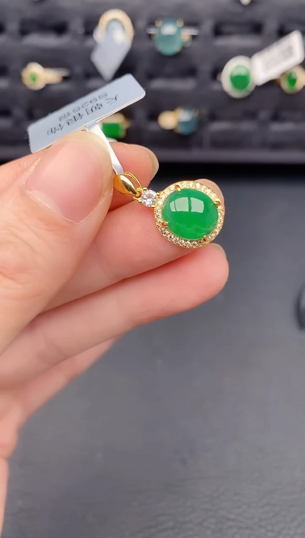 颈饰银S925镶嵌翡翠天然a货翡翠290