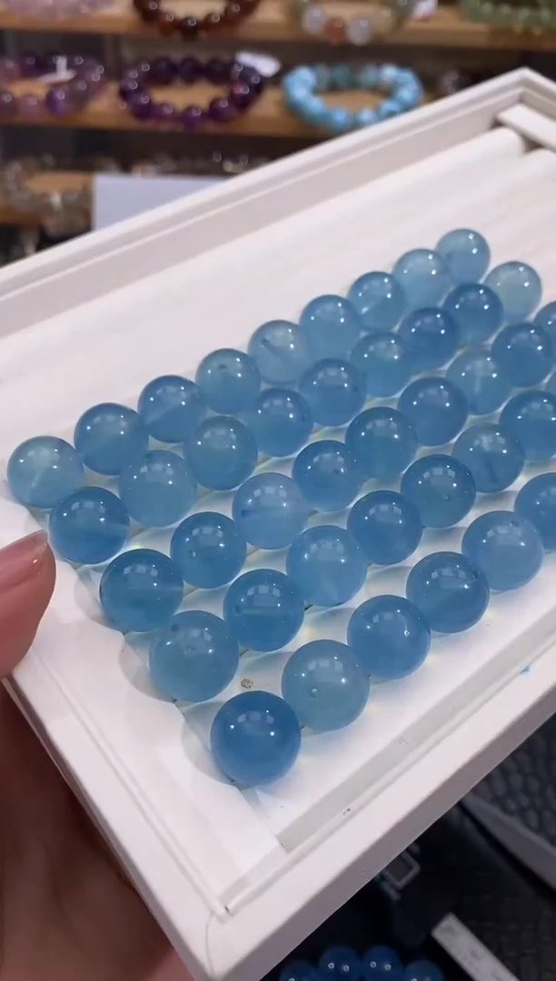 水晶手链未镶嵌海蓝宝单珠14mm多样性发一