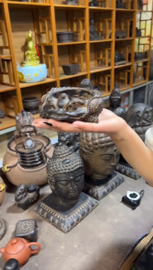 陶土【合成青石】金蟾盆