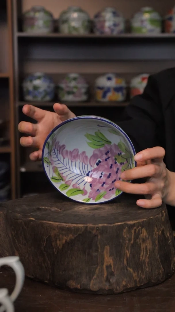 【闪购商品】椿野5寸鸡心碗（紫藤）C092