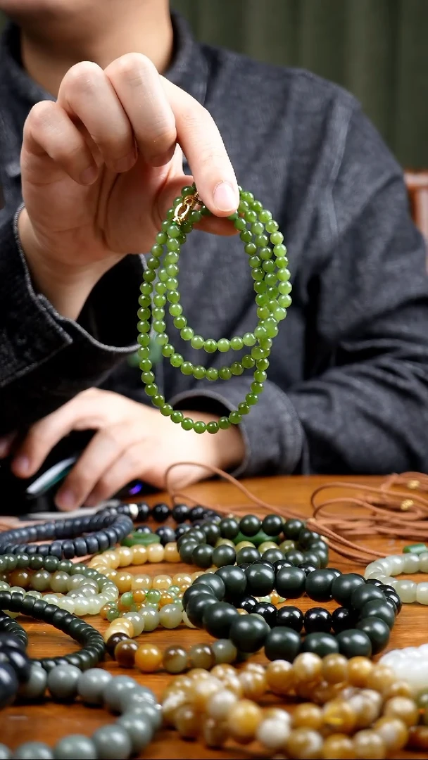 未镶嵌手链和田玉（糖玉）比喻108颗