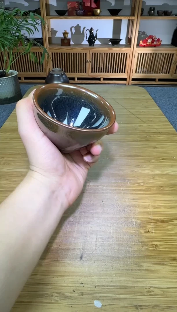 茶盏茶盏柴烧水墨束口