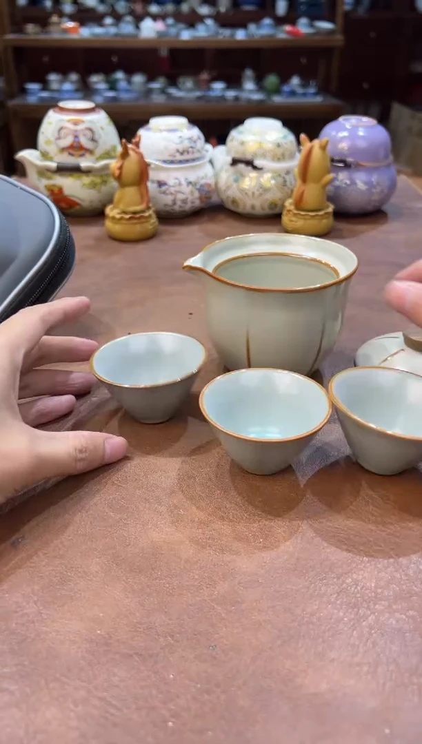 真的很便宜超好看会开片的旅行茶具