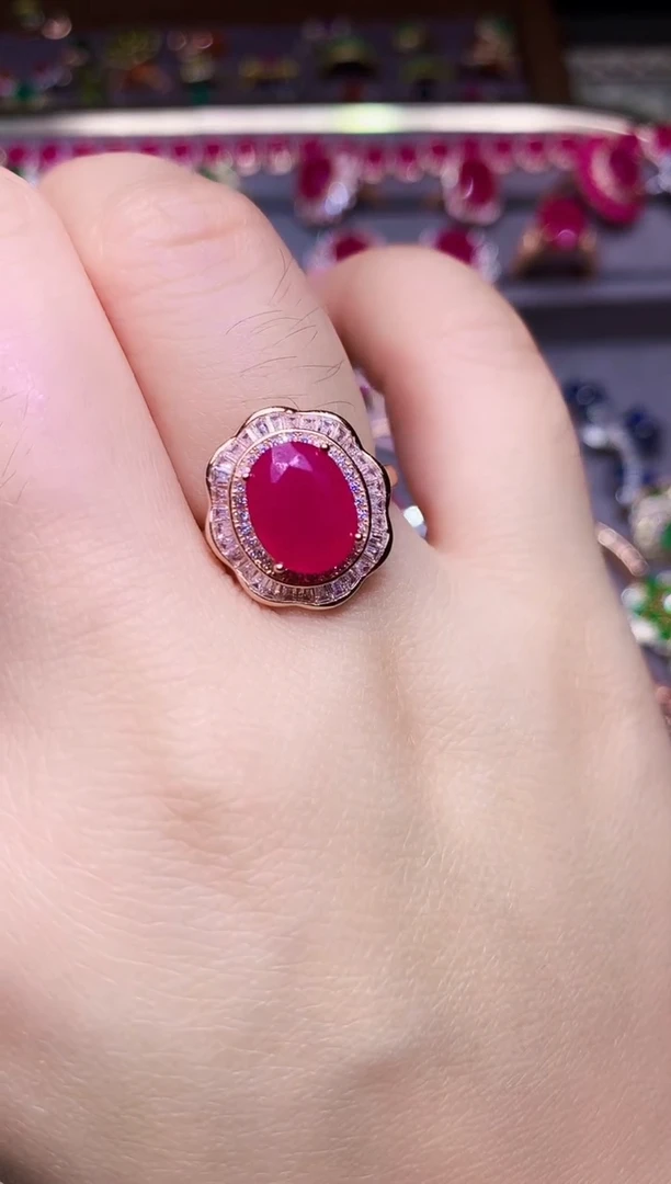 银S925镶嵌戒指红宝石.....