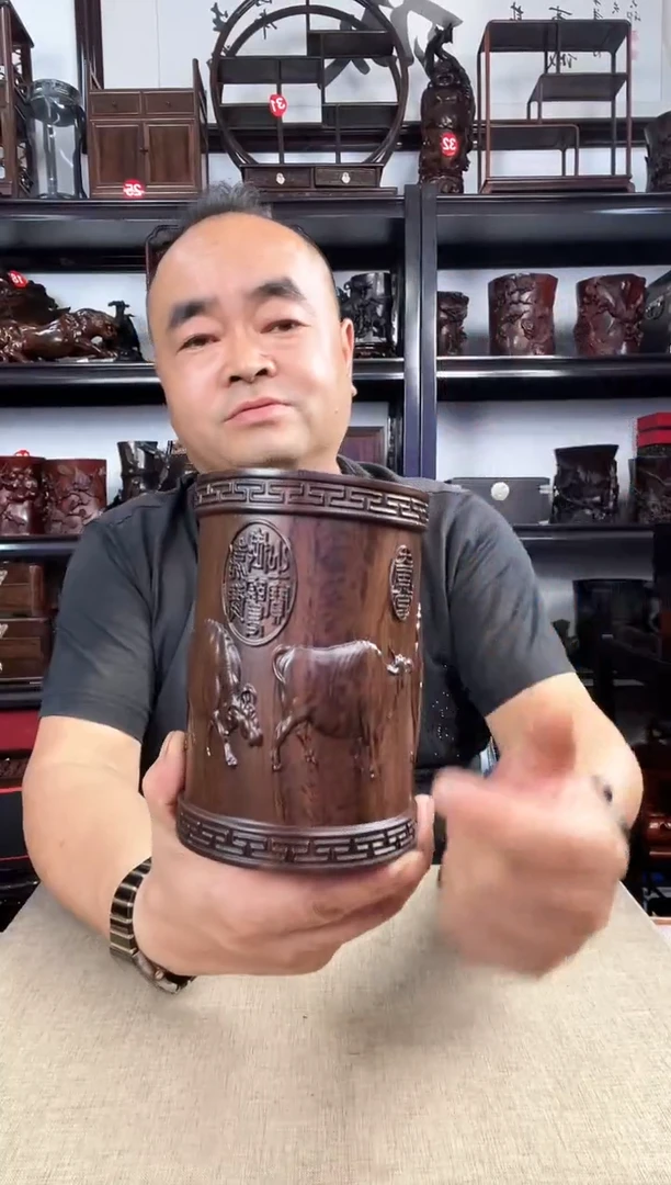 木大牛笔筒老李红木工艺品