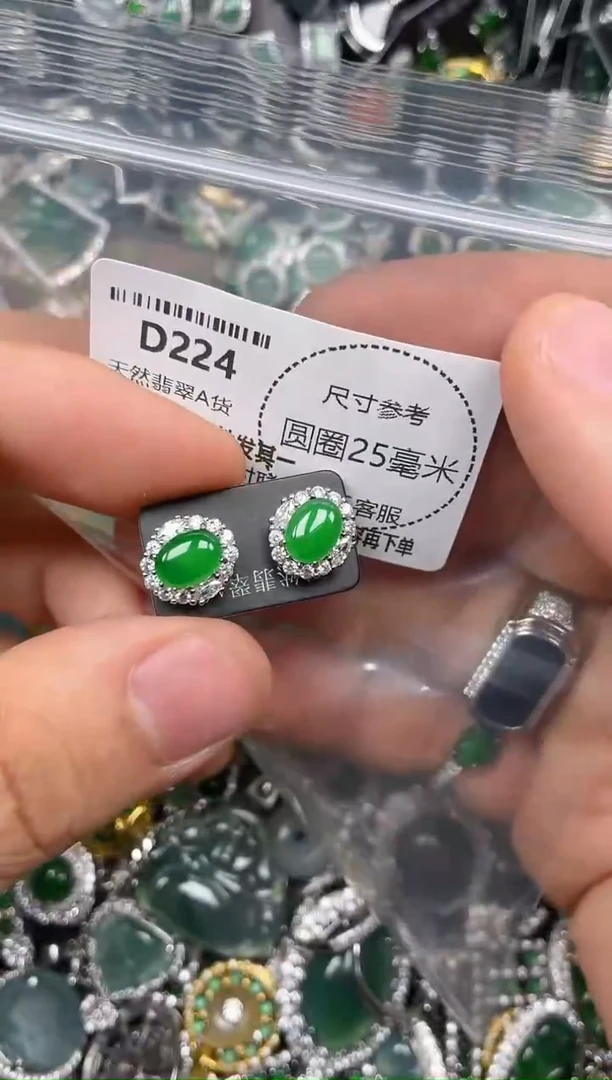 颈饰未镶嵌翡翠D224耳钉