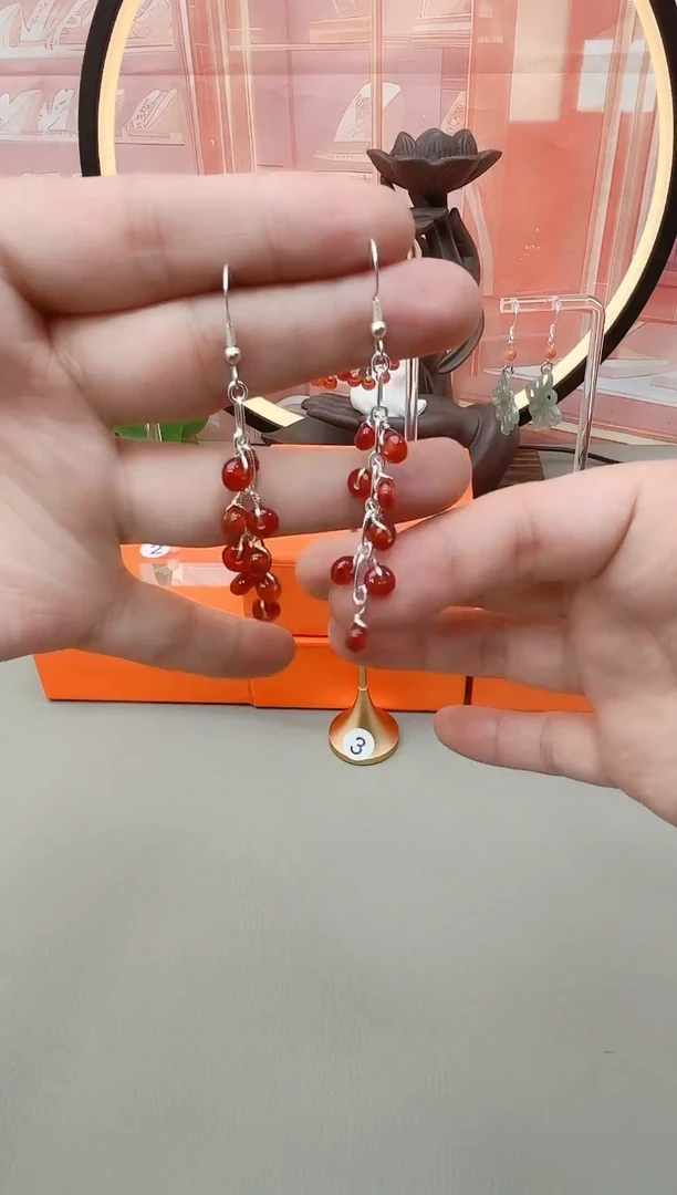 银S925镶嵌耳坠玛瑙/玉髓h7010000