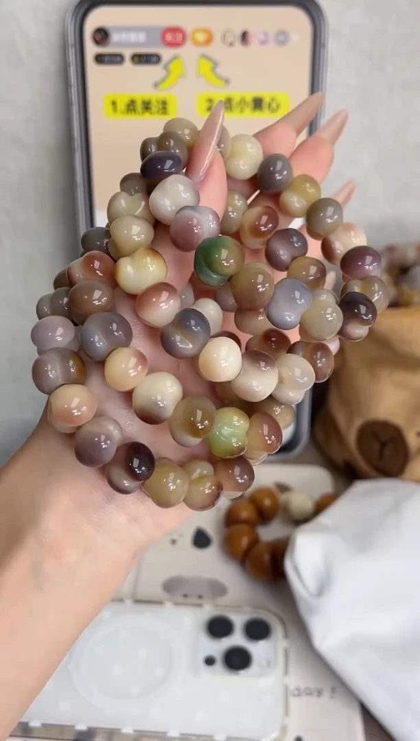 菩提根/象牙果手串v25紫美人玉化小屁桃12*14瑕疵不补随机