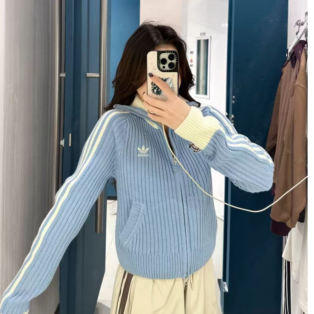 adidas/阿迪达斯宋雨琦同款全开襟运动修身针织衫-KF0719