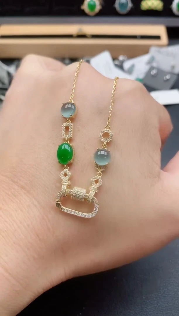 套链银S925镶嵌翡翠1