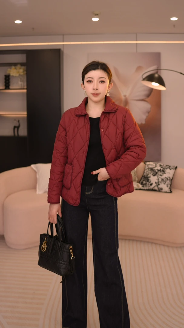 Y1868女士新款翻领棉服休闲百搭短款轻薄