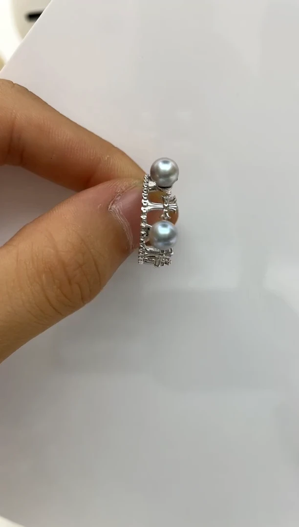 银S925镶嵌戒指海水珍珠5-6