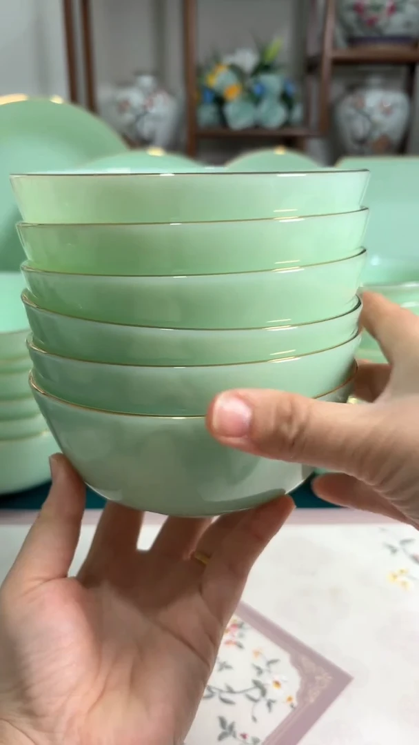 硬质细瓷5.5英寸玉瓷碗6个口径13.8厘米