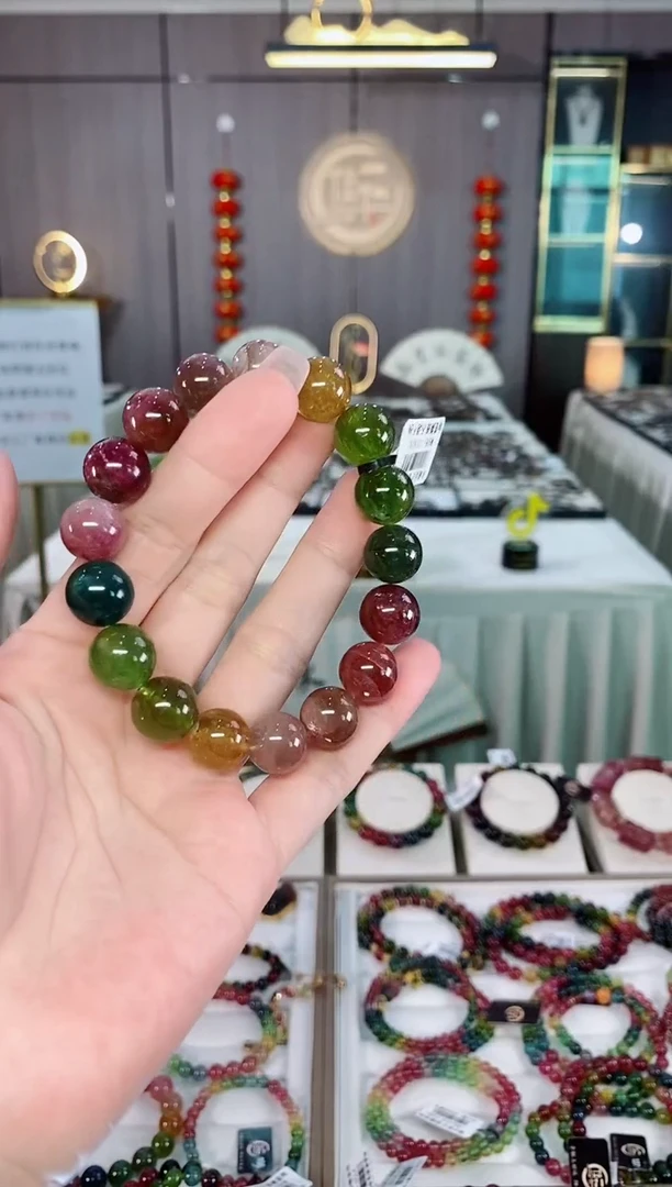 老矿碧玺单圈手串12mm+未镶嵌碧玺hon多样性发货一条
