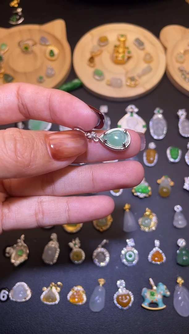 吊坠(不含链)银S925镶嵌翡翠1