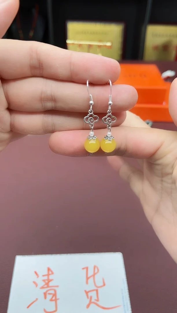 玛瑙/玉髓耳饰银S925镶嵌702000