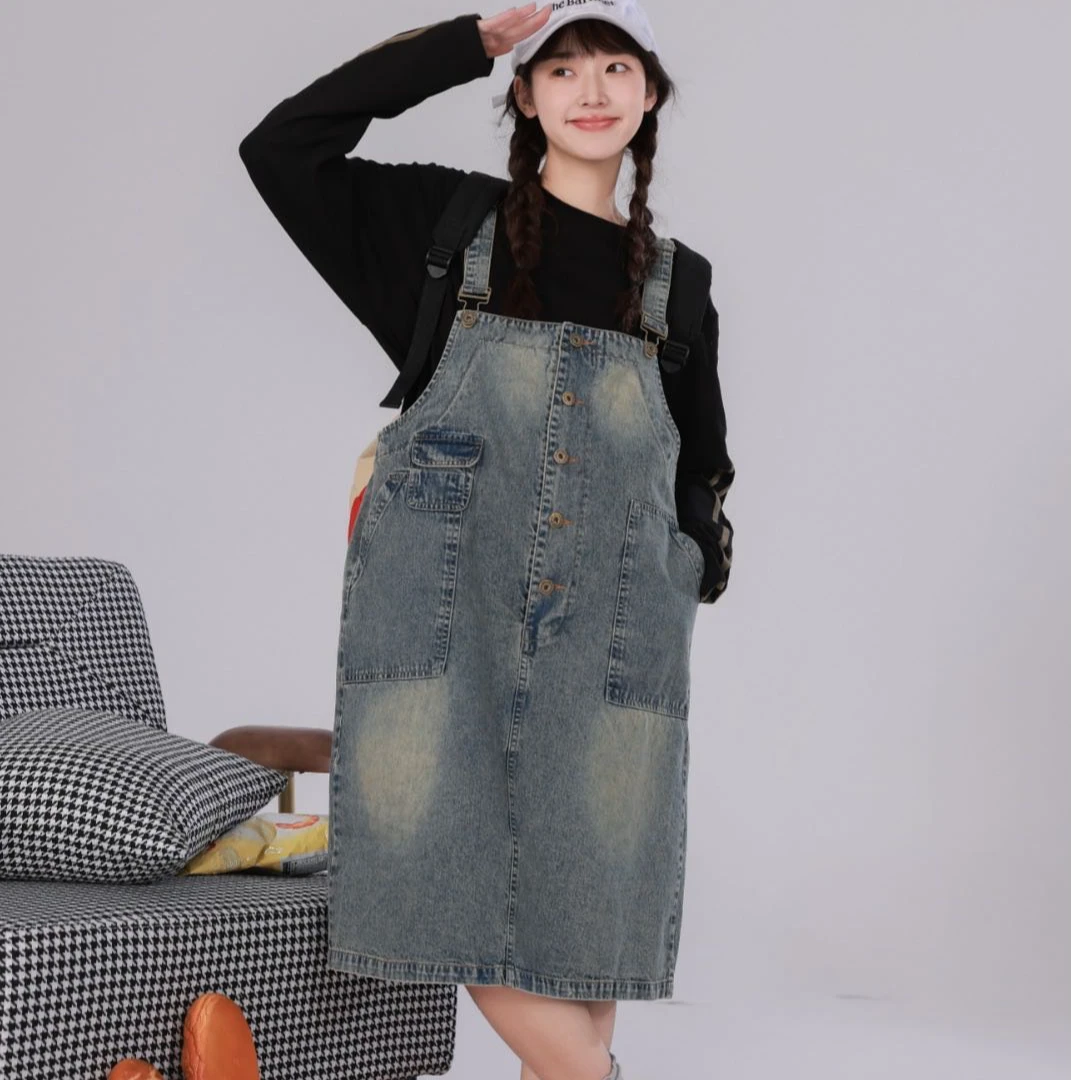 98106高端专享2025老林家天花板春款背带裤牛仔蓝