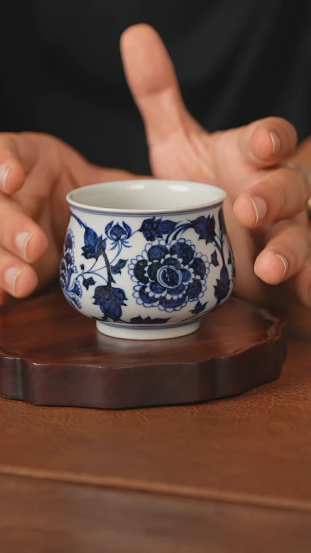【江广严选】逸古堂星枢釉四相牡丹炉式杯