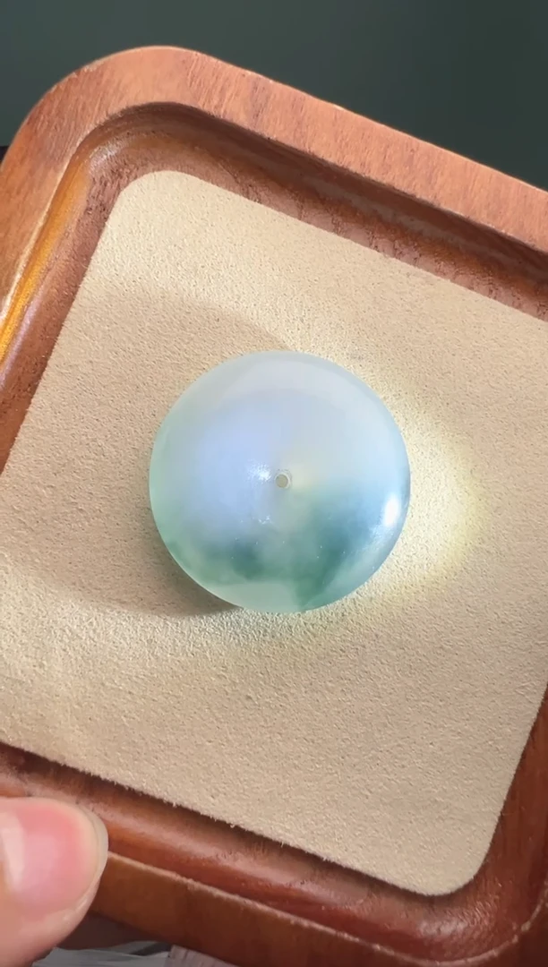 未镶嵌定制翡翠冰飘蓝花平安扣