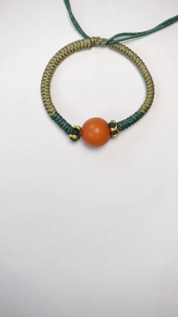 【闪购商品】琥珀手链未镶嵌橘皮老蜡圆珠手绳16mm+