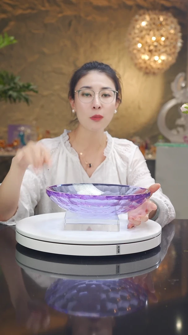 琉璃手工艺品金紫色切面果碗
