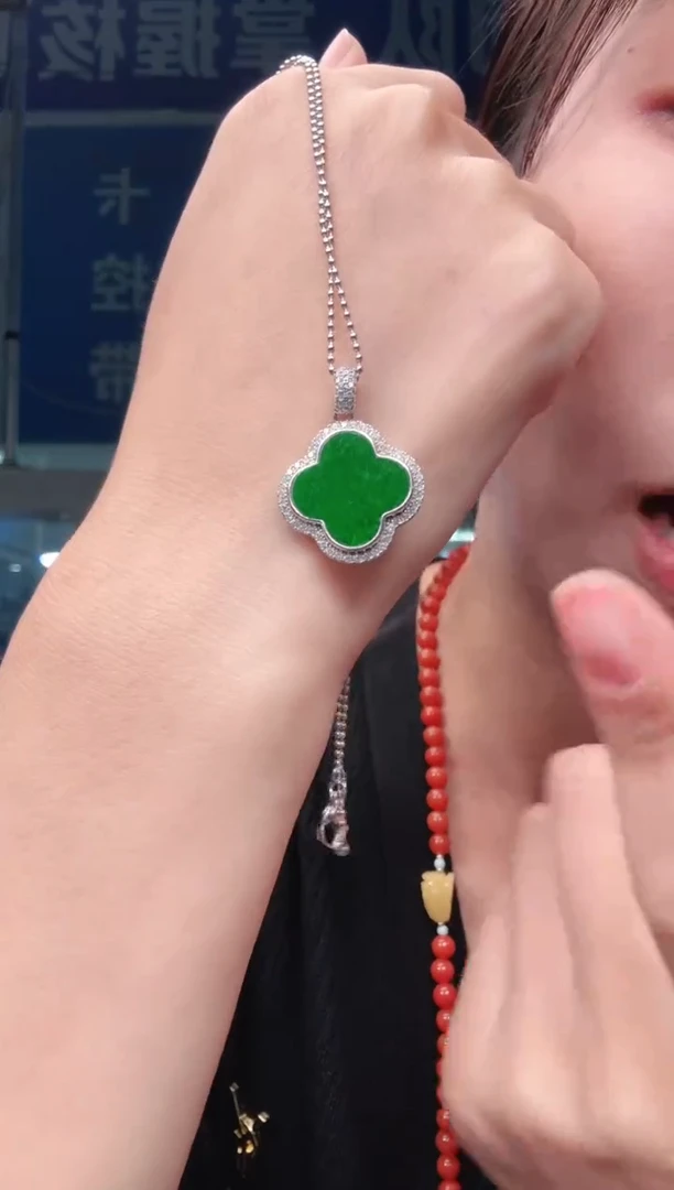 未镶嵌定制翡翠翡翠A货有轻微色差属于正常现象，项链1